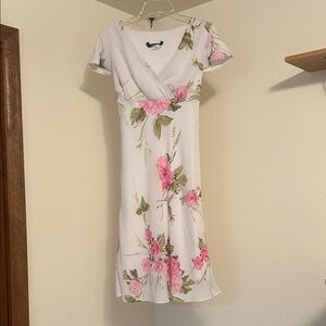 Floral White and Pink Dress